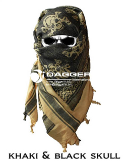  Tactical Shemagh Khaki/Black Skulls  DAGGER DI-9004